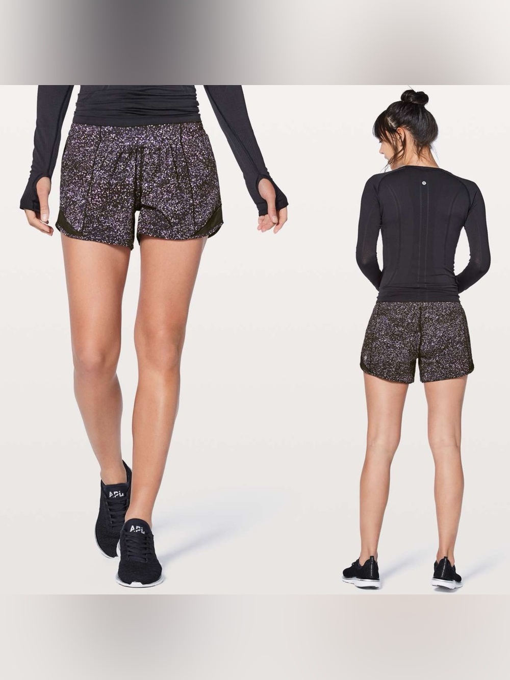lululemon athletica Black with Purple Speckle Athletic Shorts